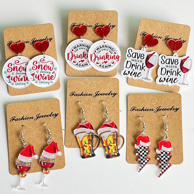 New Christmas Earrings Christm - огляд і ціна Wine Beer Hat