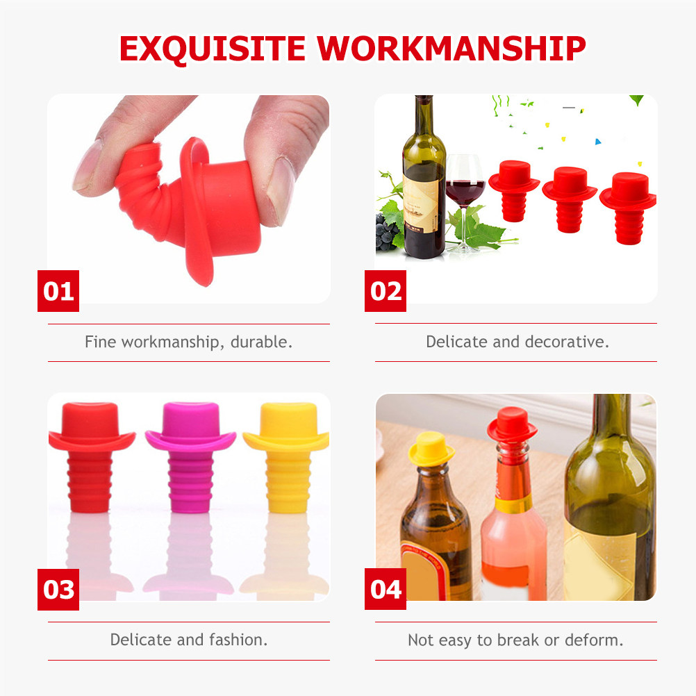 4Pcs Silicone Wine Bottle Stop - огляд і ціна Wine Beer Hat